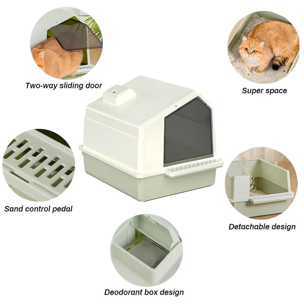 Cat Litter Box House Fully Openable Design with Cleaning Sccop Shovel and Dome Enclosure 47 cm x 38 cm