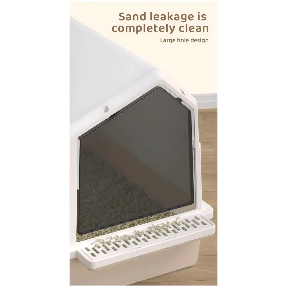 Cat Litter Box House Fully Openable Design with Cleaning Sccop Shovel and Dome Enclosure 47 cm x 38 cm
