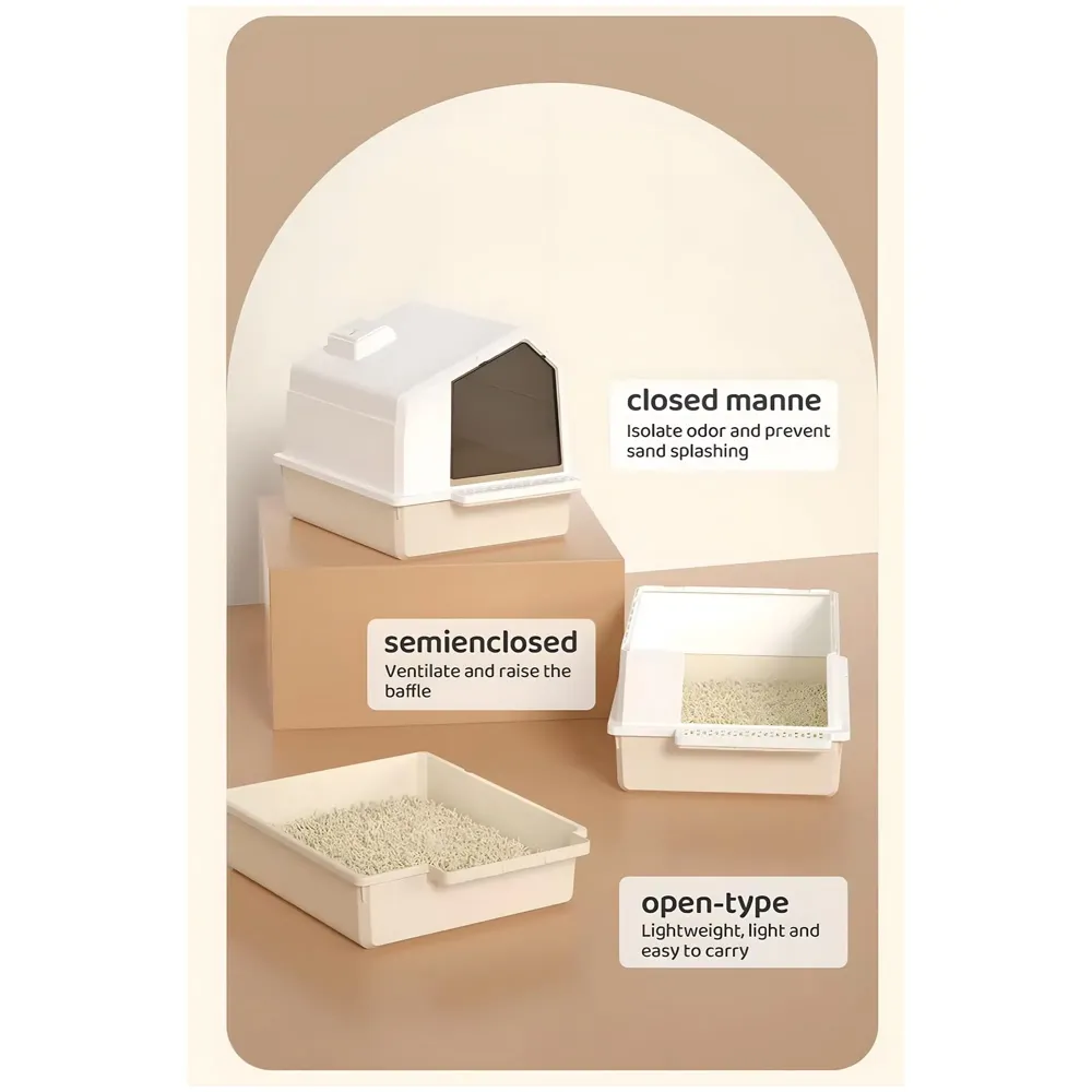 Cat Litter Box House Fully Openable Design with Cleaning Sccop Shovel and Dome Enclosure 47 cm x 38 cm