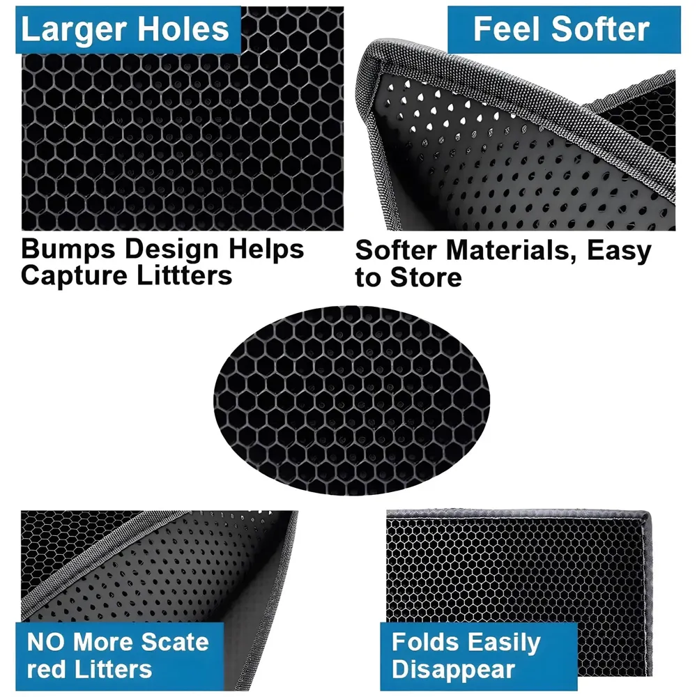Cat Litter Mat 12 x 12 Inch, Small Size Litter Box Carpet, Honeycomb Double Layer Trapping cat litter tray, Waterproof Urine Proof, Easy Clean Scatter Control - 2