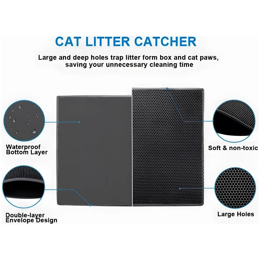 Cat Litter Mat 12 x 12 Inch, Small Size Litter Box Carpet, Honeycomb Double Layer Trapping cat litter tray, Waterproof Urine Proof, Easy Clean Scatter Control - 6