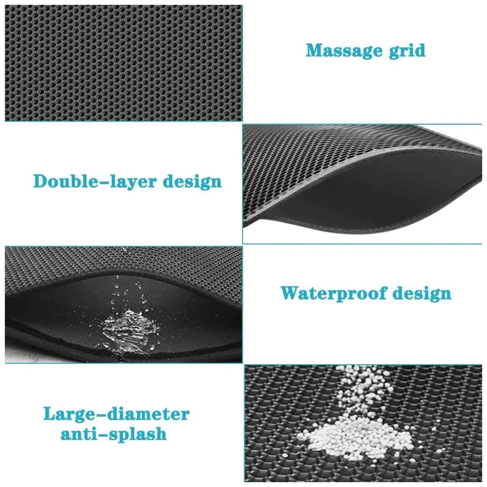 Cat Litter Mat 24X18 Inch,Litter Box Mat,Honeycomb Double Layer Trapping Cat Litter Tray,Waterproof Urine Proof Kitty Litter Mat,Easy Clean Scatter Control,Ethylene Vinyl Acetate,1 Count - 4