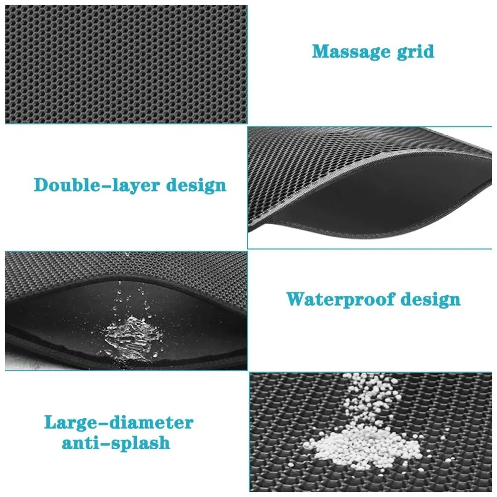 Large Cat Litter Mat 24 x 18 Inch, Litter Box Mat, Honeycomb Double Layer Trapping cat litter tray, Waterproof Kitty Litter Mat, Easy Clean Scatter Control