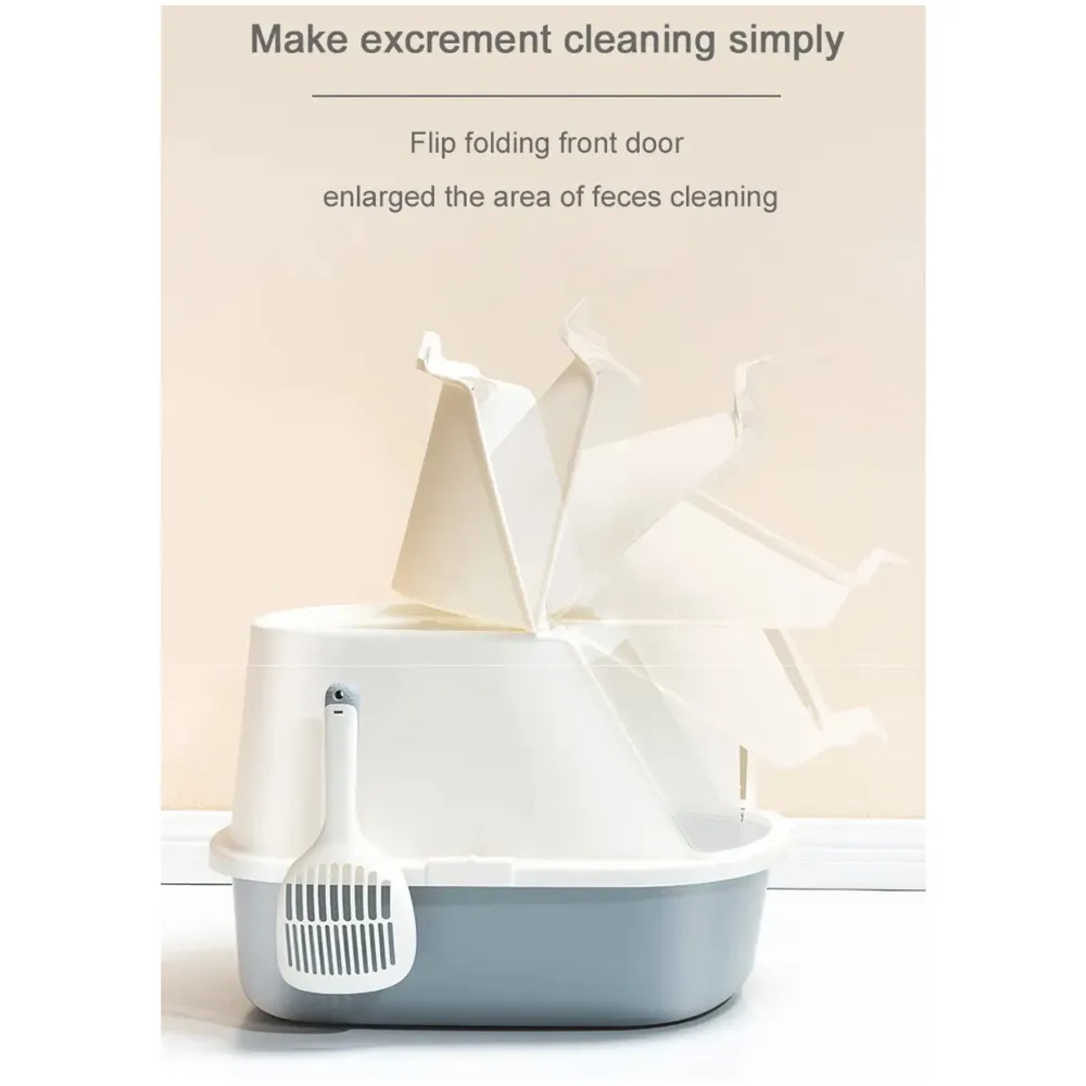 Cat Litter Box Large with Litter Scoop Flip Open Folding Front for Easy Access to Cat Litter Tray 22.5"x17.2"x15", Top and Front Entry and Exit. - 2