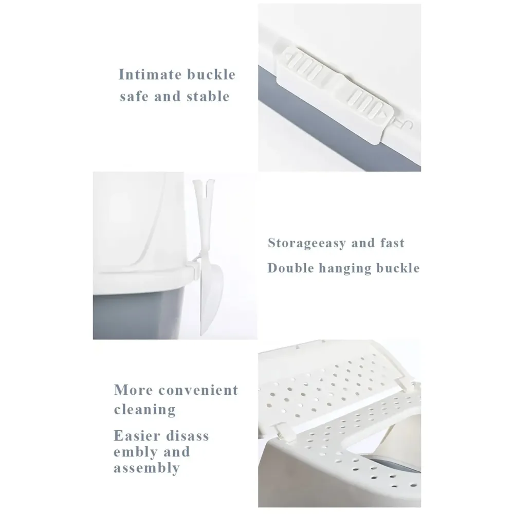 Cat Litter Box Large with Litter Scoop Flip Open Folding Front for Easy Access to Cat Litter Tray 22.5"x17.2"x15", Top and Front Entry and Exit. - 4