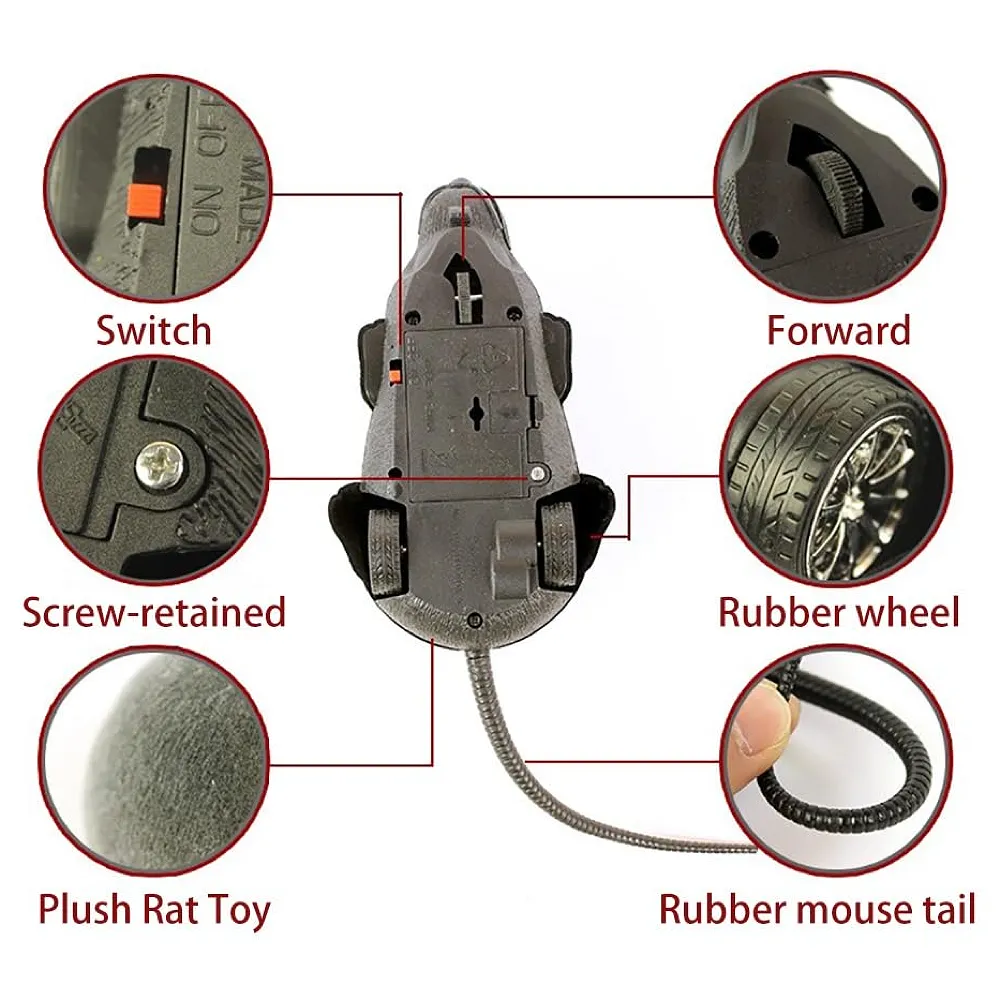 Remote Control Cat Toy, Mouse Shaped, Interactive Play Chasing Running Play time