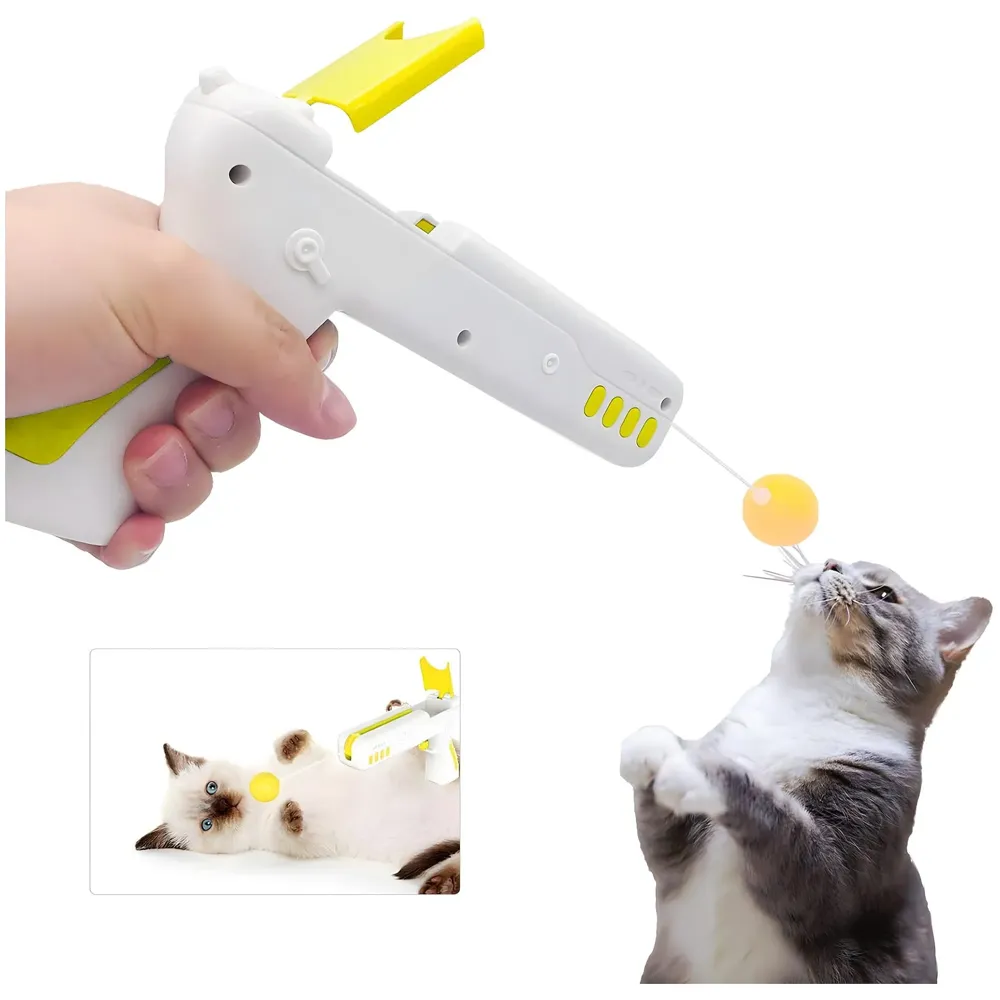 Puzzle Interactive Cat Toy for Indoor, Rebound Interactive Cat Teaser Gun, Plush Interactive Cat Stuff, The Latest Updated Pet Toy, A New Way to Exercise for Cats.