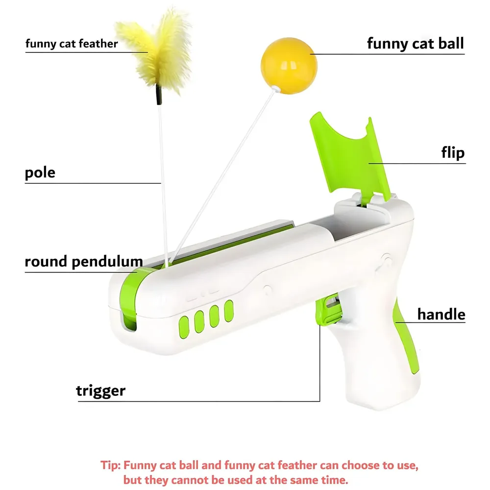 Puzzle Interactive Cat Toy for Indoor, Rebound Interactive Cat Teaser Gun, Plush Interactive Cat Stuff, The Latest Updated Pet Toy, A New Way to Exercise for Cats.