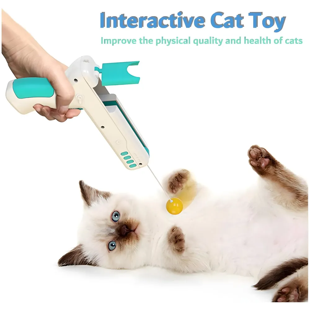 Puzzle Interactive Cat Toy for Indoor, Rebound Interactive Cat Teaser Gun, Plush Interactive Cat Stuff, The Latest Updated Pet Toy, A New Way to Exercise for Cats.