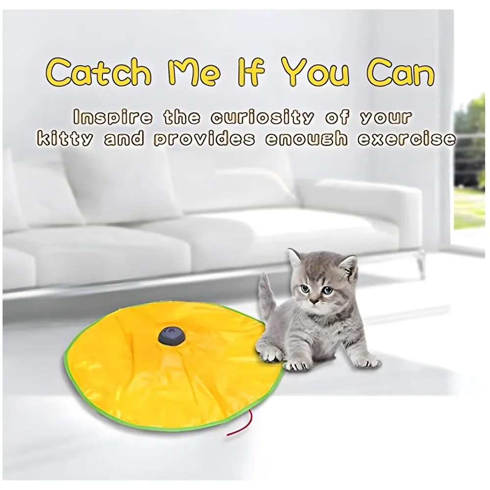 Cat Toy Interactive Electric Turn mat Toys Cat Play Plate Undercover Fabric Moving Mouse Cats Meow Play for Kittens and Cats