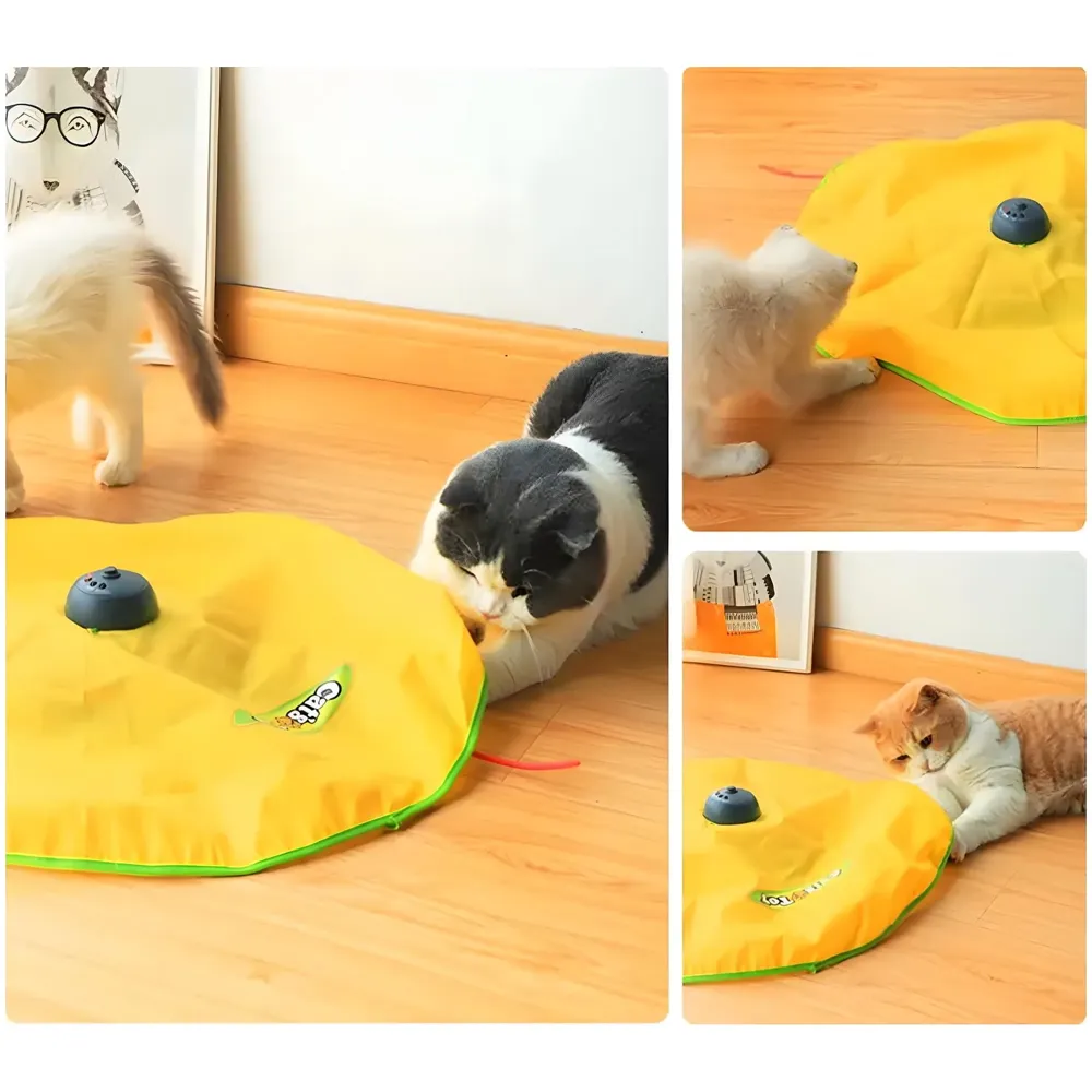 Cat Toy Interactive Electric Turn mat Toys Cat Play Plate Undercover Fabric Moving Mouse Cats Meow Play for Kittens and Cats