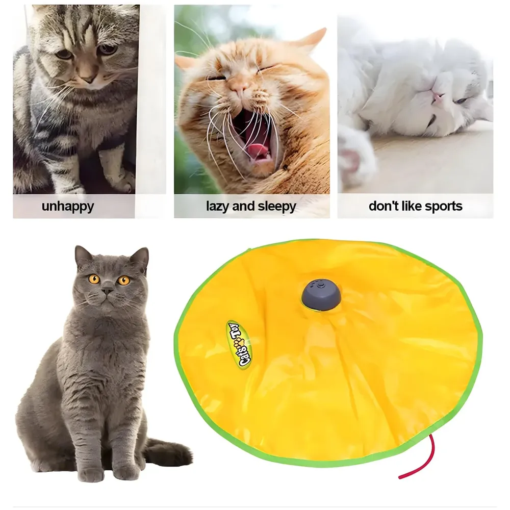 Cat Toy Interactive Electric Turn mat Toys Cat Play Plate Undercover Fabric Moving Mouse Cats Meow Play for Kittens and Cats