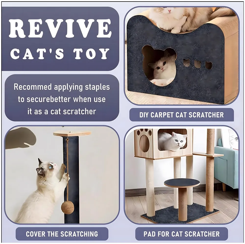 Cat Scratcher Sofa Protector Cats Scratcher Pad Board Protection Cuttable Self-Adhesive Carpet DIY Cat Scratch Mat for Wall, Cabinet, Couch, Floor (40x100cm) Khaki Colour