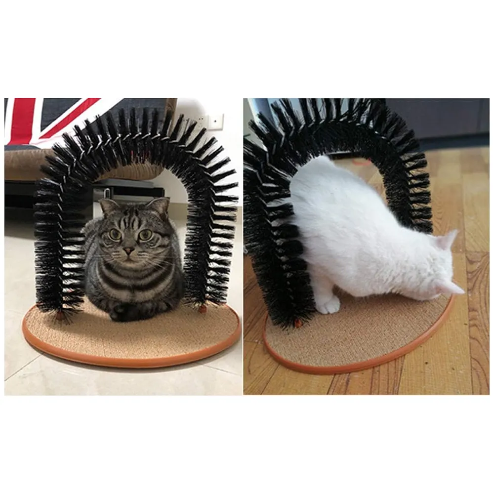 Cat Arch Self Groomer Massager Groom Toy Dog Brushes Pet Puppy Cat Scratcher Toys Fur Grooming Cat Toy Brush Controls Shedding with Scratch Pad and Catnip Interactive Kitten Toys 12 Premium