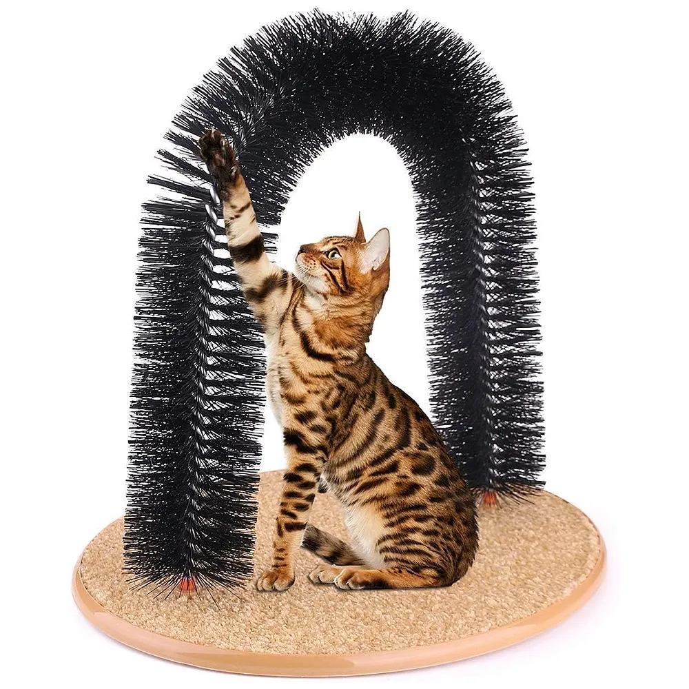 Cat Arch Self Groomer Massager Groom Toy Dog Brushes Pet Puppy Cat Scratcher Toys Fur Grooming Cat Toy Brush Controls Shedding with Scratch Pad and Catnip Interactive Kitten Toys 12 Premium