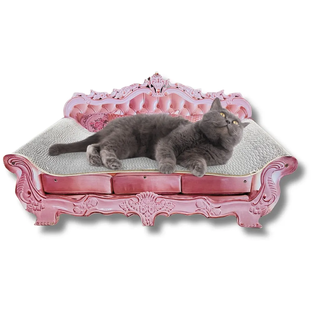 Large Cat Sofa with Toy Made of Scratch Pads Cat Bed Cat Box Chair Cat Ball Toy Size - 75 x 38 x 37 Cm