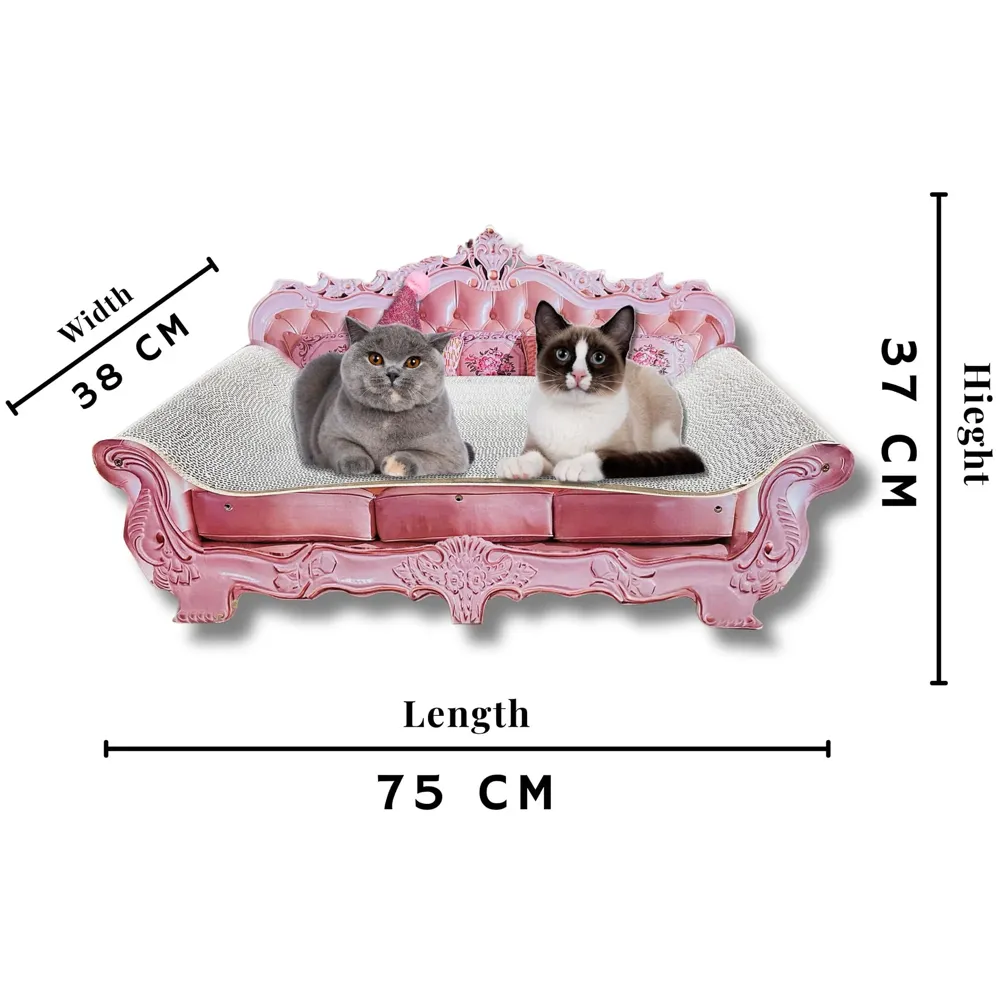 Large Cat Sofa with Toy Made of Scratch Pads Cat Bed Cat Box Chair Cat Ball Toy Size - 75 x 38 x 37 Cm