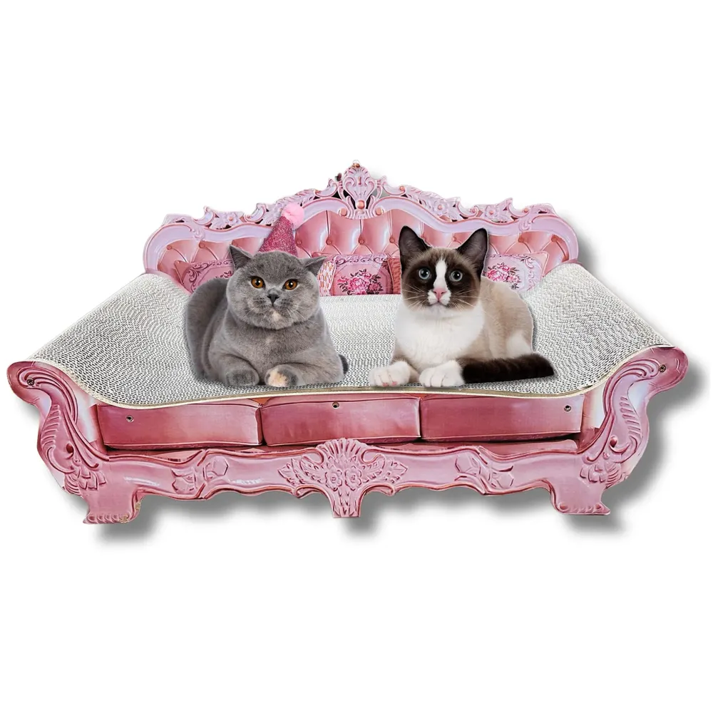 Large Cat Sofa with Toy Made of Scratch Pads Cat Bed Cat Box Chair Cat Ball Toy Size - 75 x 38 x 37 Cm