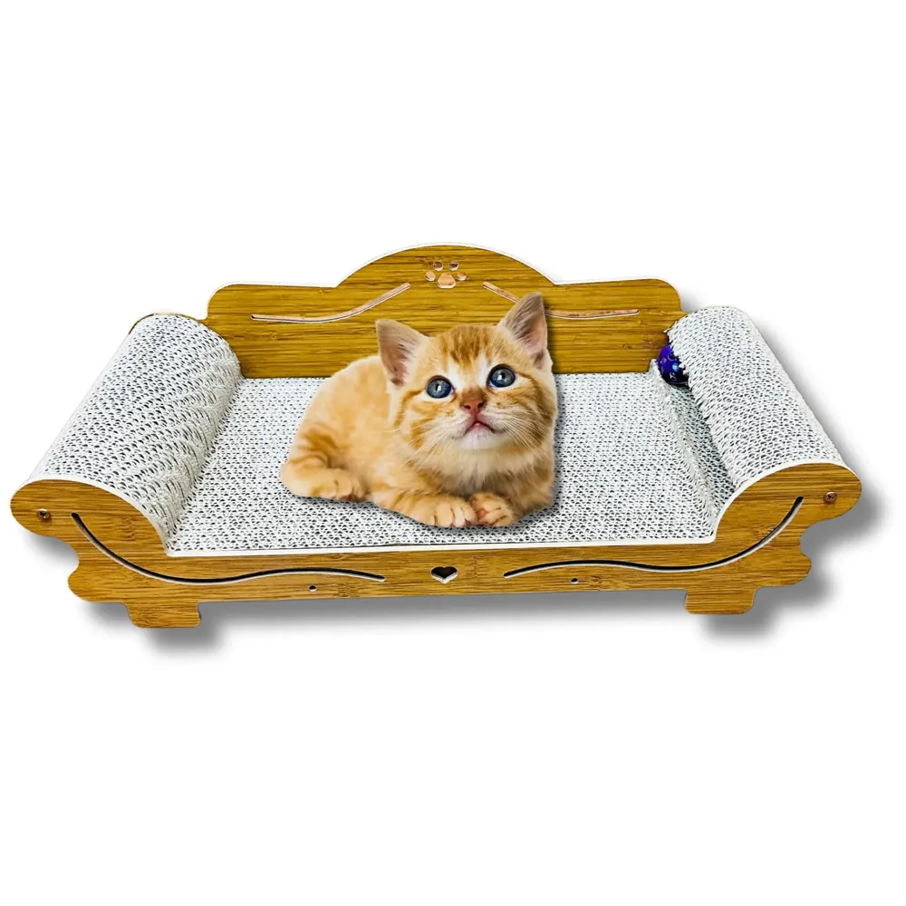 Cat Sofa with Toy Made of Scratch Pads Cat Bed Cat Box Chair Cat Ball Toy Size- 55 x 24 x 19 Cm