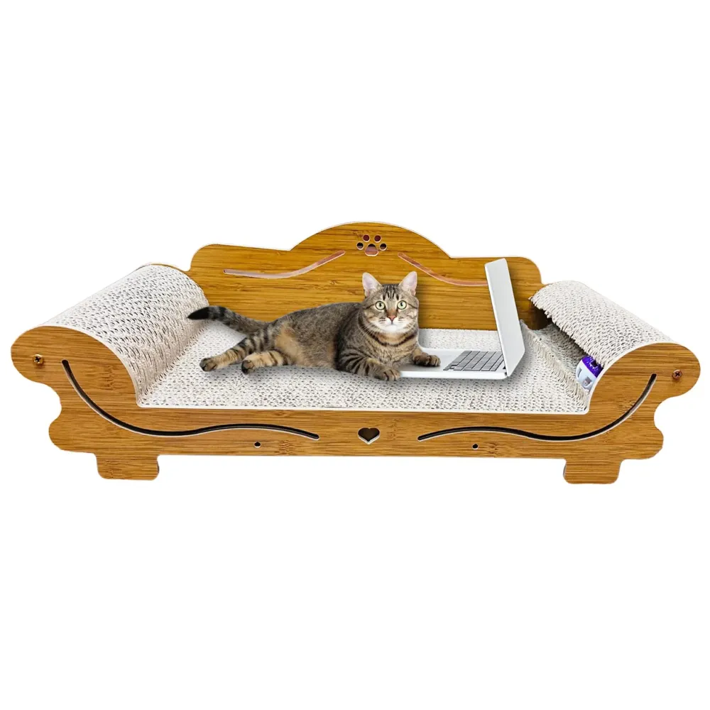 Cat Sofa with Toy Made of Scratch Pads Cat Bed Cat Box Chair Cat Ball Toy Size- 55 x 24 x 19 Cm