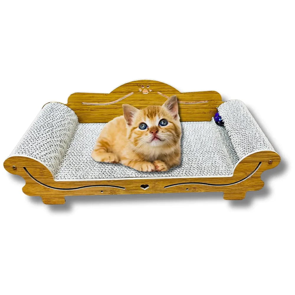 Cat Sofa with Toy Made of Scratch Pads Cat Bed Cat Box Chair Cat Ball Toy Size- 55 x 24 x 19 Cm