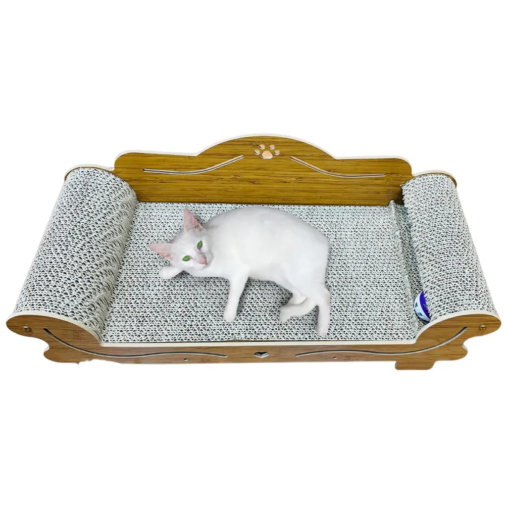 Cat Sofa with Toy Made of Scratch Pads Cat Bed Cat Box Chair Cat Ball Toy Size- 55 x 24 x 19 Cm