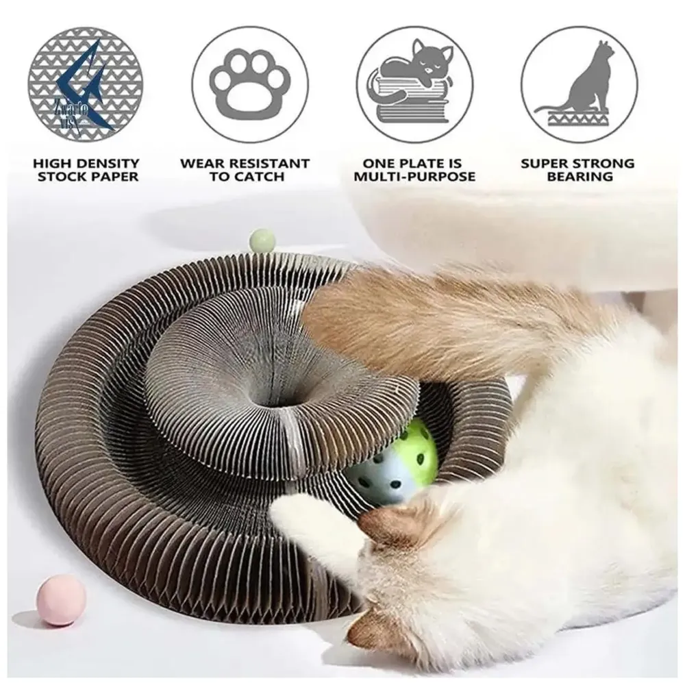 Cat Interactive Toy Scratch Pad Toy Bell Ball, Cat Scratching Cardboard for Indoor Cats/Kitten - Cat Fun Mental Physical Exercise 4 inch x 9.4 inch - 3