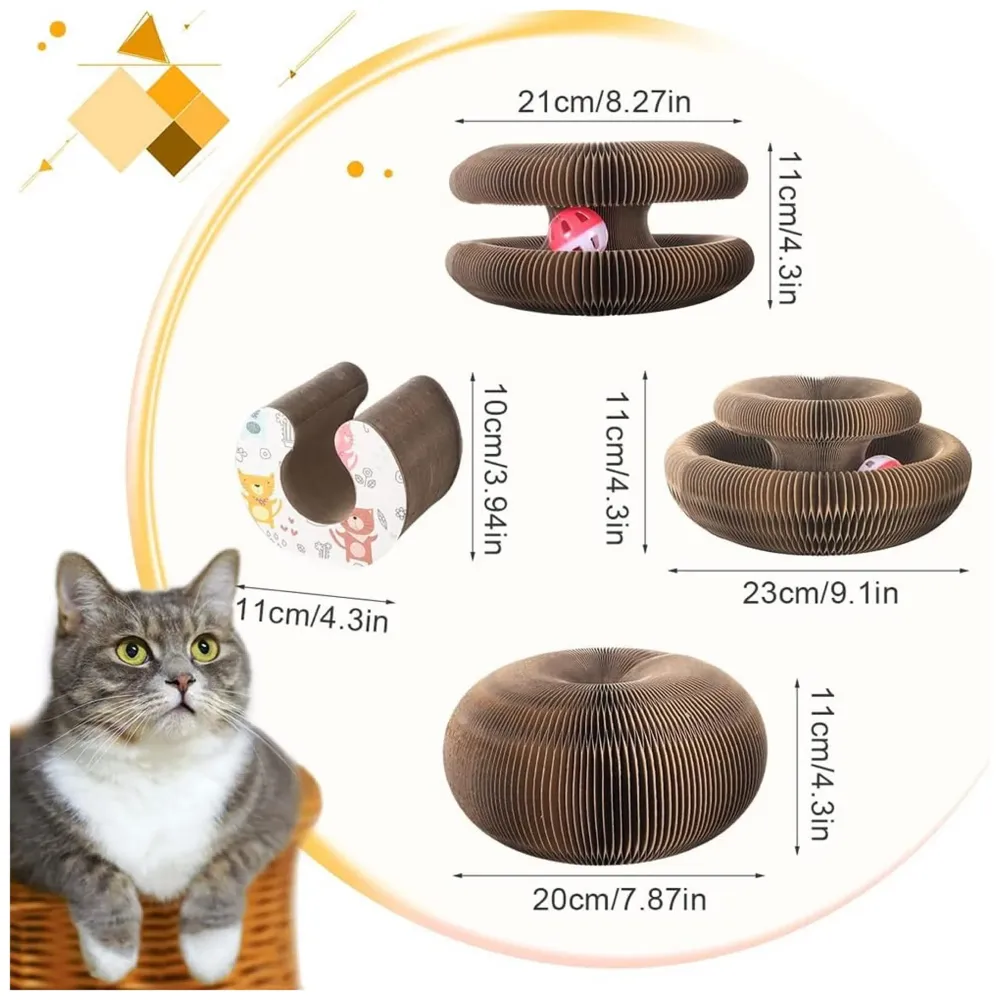 Cat Interactive Toy Scratch Pad Toy Bell Ball, Cat Scratching Cardboard for Indoor Cats/Kitten - Cat Fun Mental Physical Exercise 4 inch x 9.4 inch - 4
