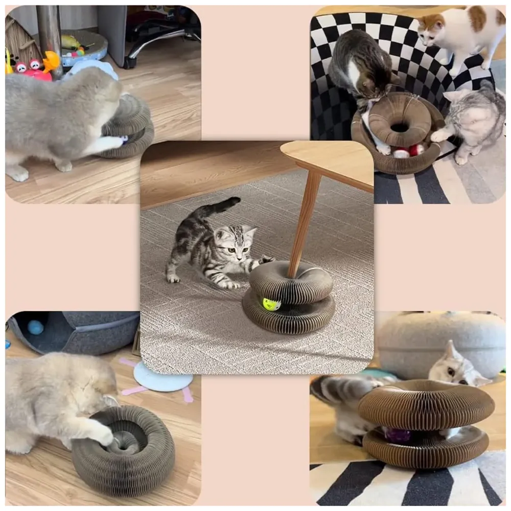 Cat Interactive Toy Scratch Pad Toy Bell Ball, Cat Scratching Cardboard for Indoor Cats/Kitten - Cat Fun Mental Physical Exercise 4 inch x 9.4 inch - 6