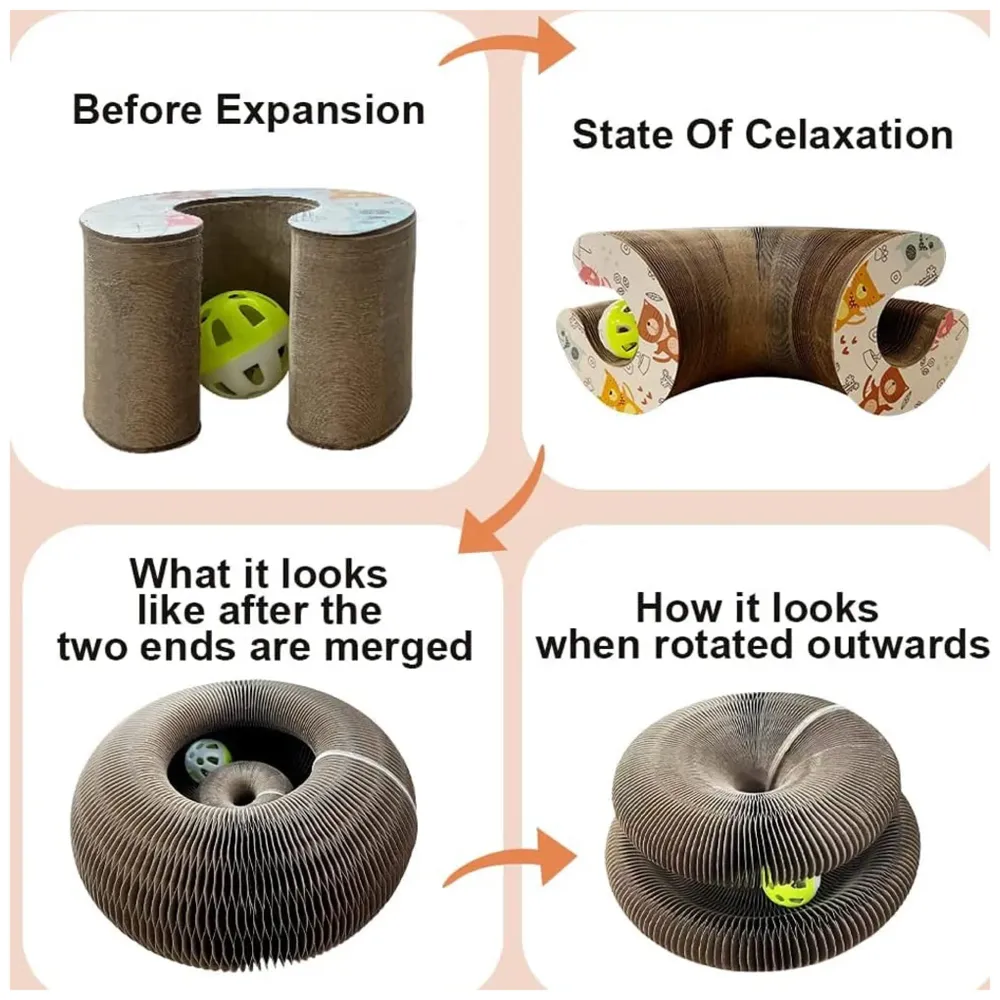 Cat Interactive Toy Scratch Pad Toy Bell Ball, Cat Scratching Cardboard for Indoor Cats/Kitten - Cat Fun Mental Physical Exercise 4 inch x 9.4 inch