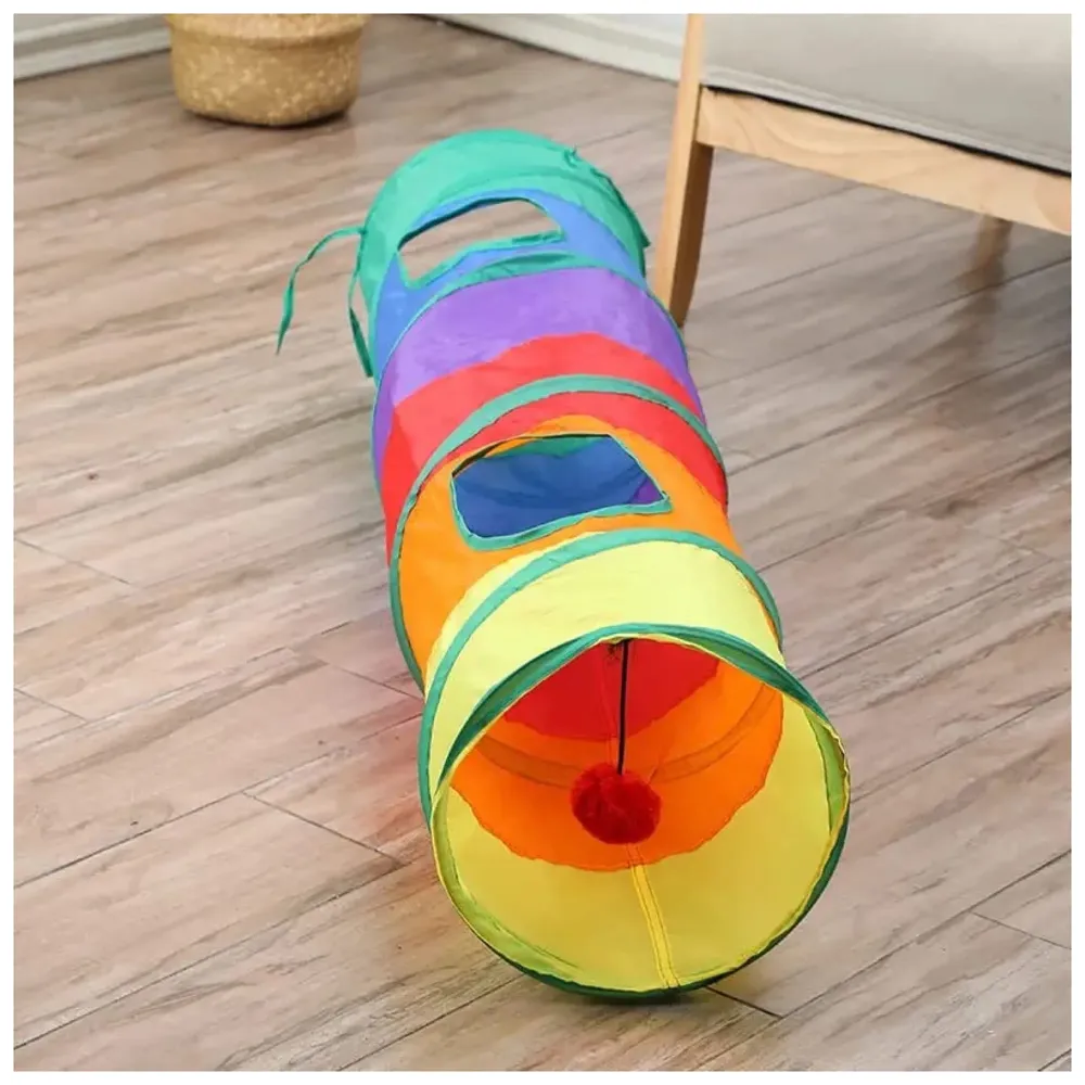 Cat 2 Way Tunnel Cat Toy Indoor Outdoor Kitty Puppy Puzzle Exercise Hiding Training Toy Pet Tube Collapsible Play Toy - 122 CM