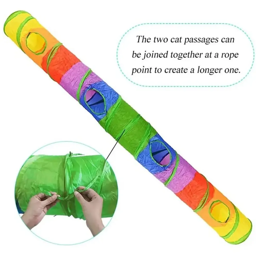 Cat 2 Way Tunnel Cat Toy Indoor Outdoor Kitty Puppy Puzzle Exercise Hiding Training Toy Pet Tube Collapsible Play Toy - 122 CM