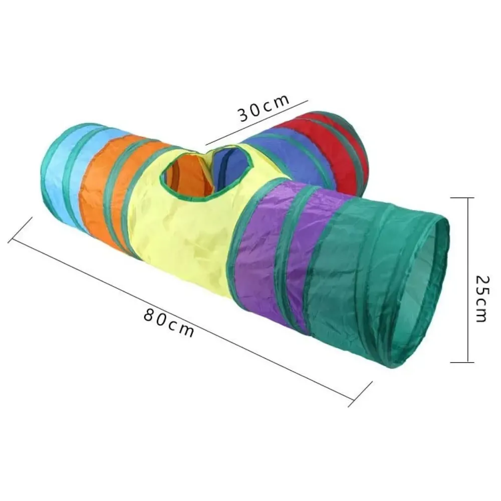 Cat 3 Way Tunnel Indoor/Outdoor Kitty/Puppy Puzzle/Exercise/Hiding Training Toy - Pet Tube Collapsible Play - 80 X 30 X 25 CM