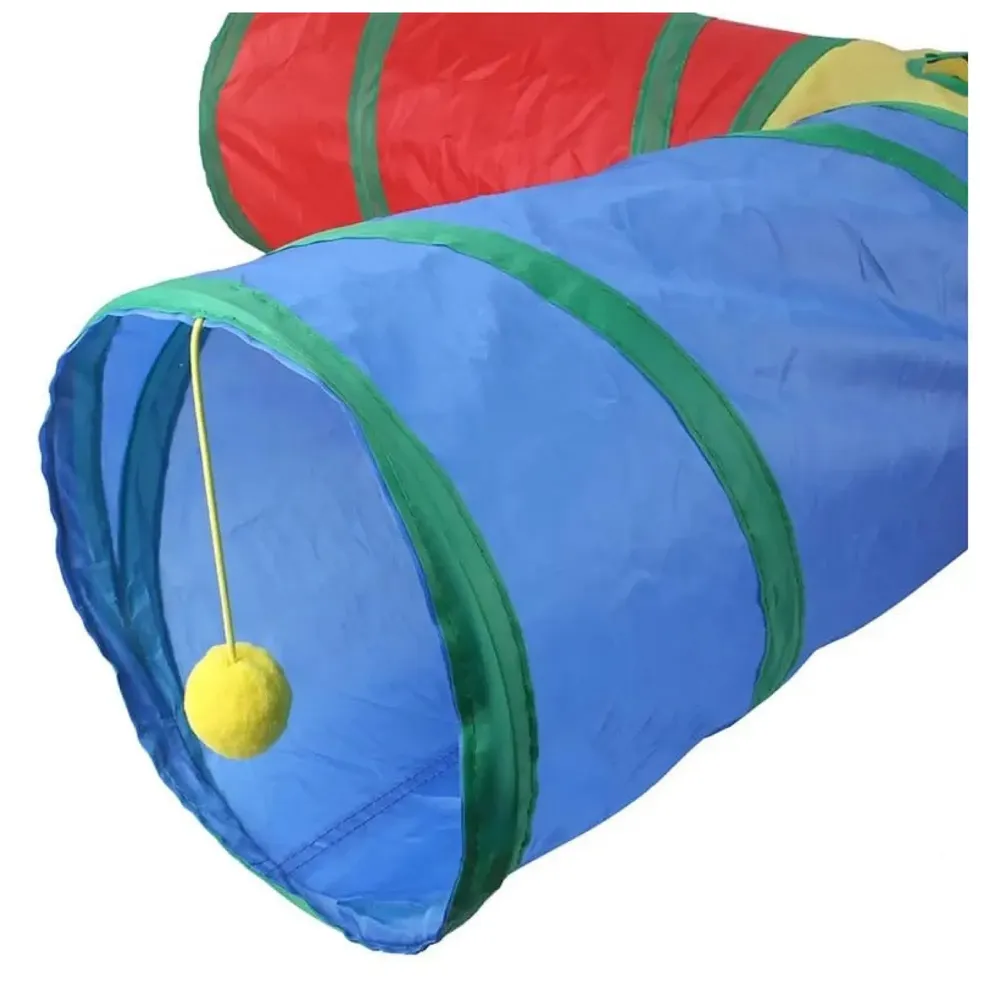 Cat 4 Way Tunnel Cat Toy Indoor/Outdoor Kitty/Puppy Puzzle/Exercise/Hiding Training Toy Pet Tube Collapsible Play Toy - 80 X 30 X 25 CM