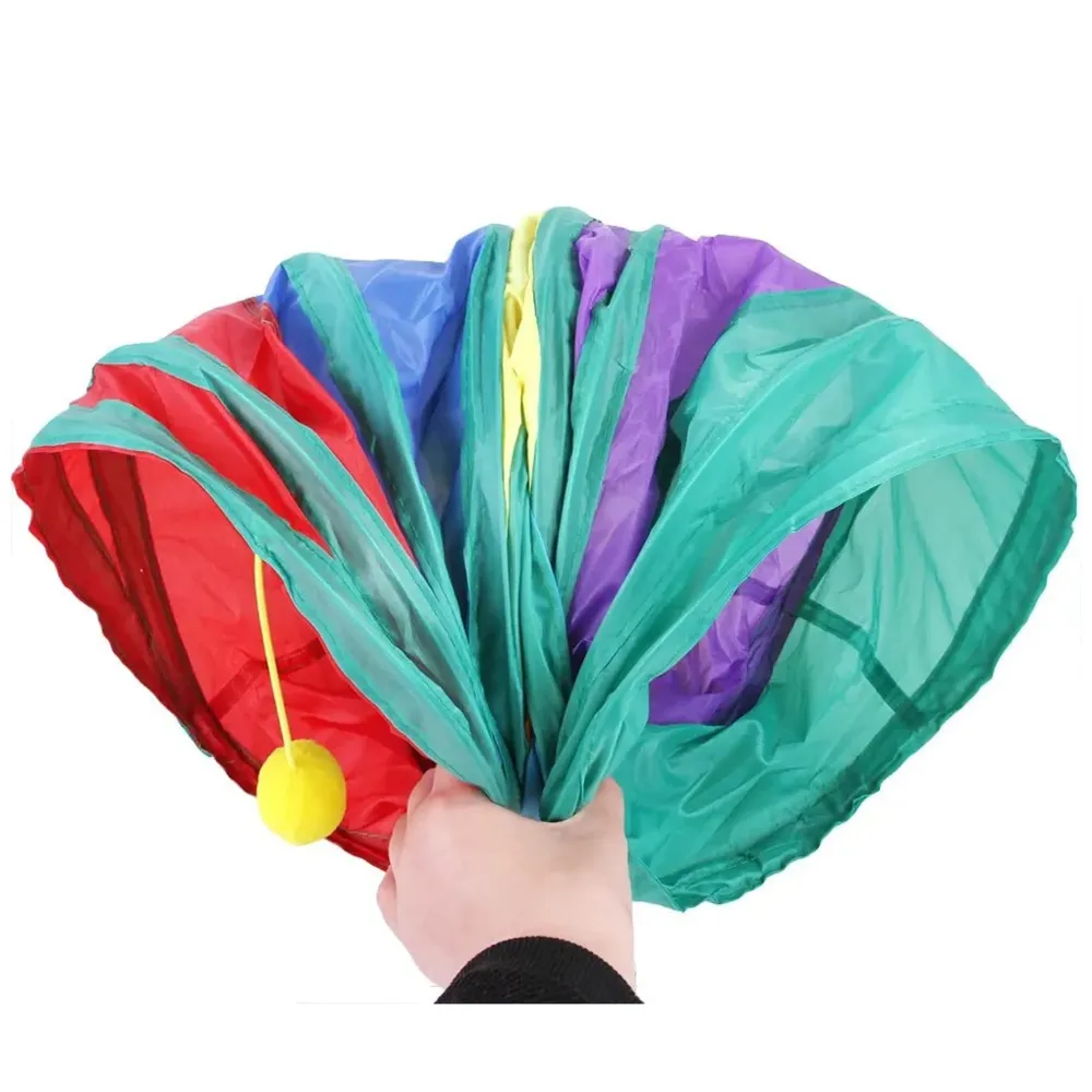 Cat 4 Way Tunnel Cat Toy Indoor/Outdoor Kitty/Puppy Puzzle/Exercise/Hiding Training Toy Pet Tube Collapsible Play Toy - 80 X 30 X 25 CM