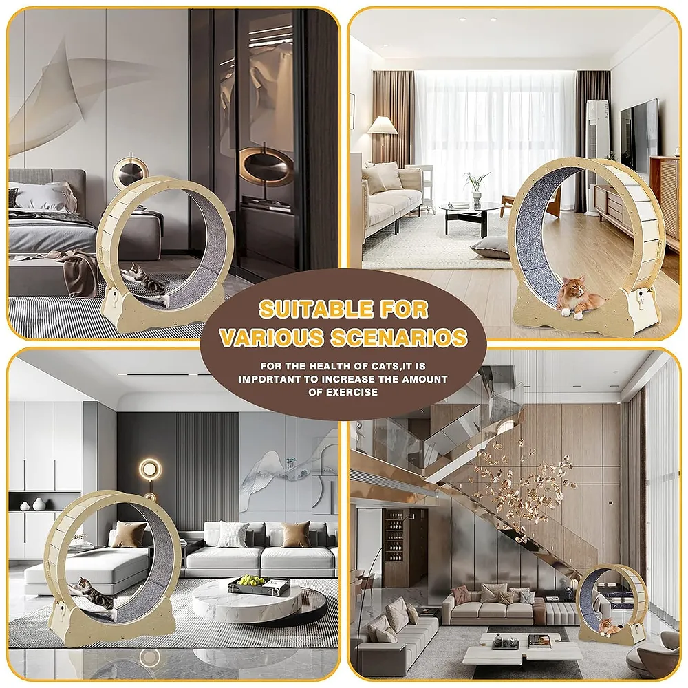 Large Cat Exercise and Running Wheel 40 Inch for Indoor, Sturdy Cat Treadmill Wheel with Locking Mechanism，Stable & Quiet Running for Cat's Healthy 100 Cm Diameter (40 Inch)