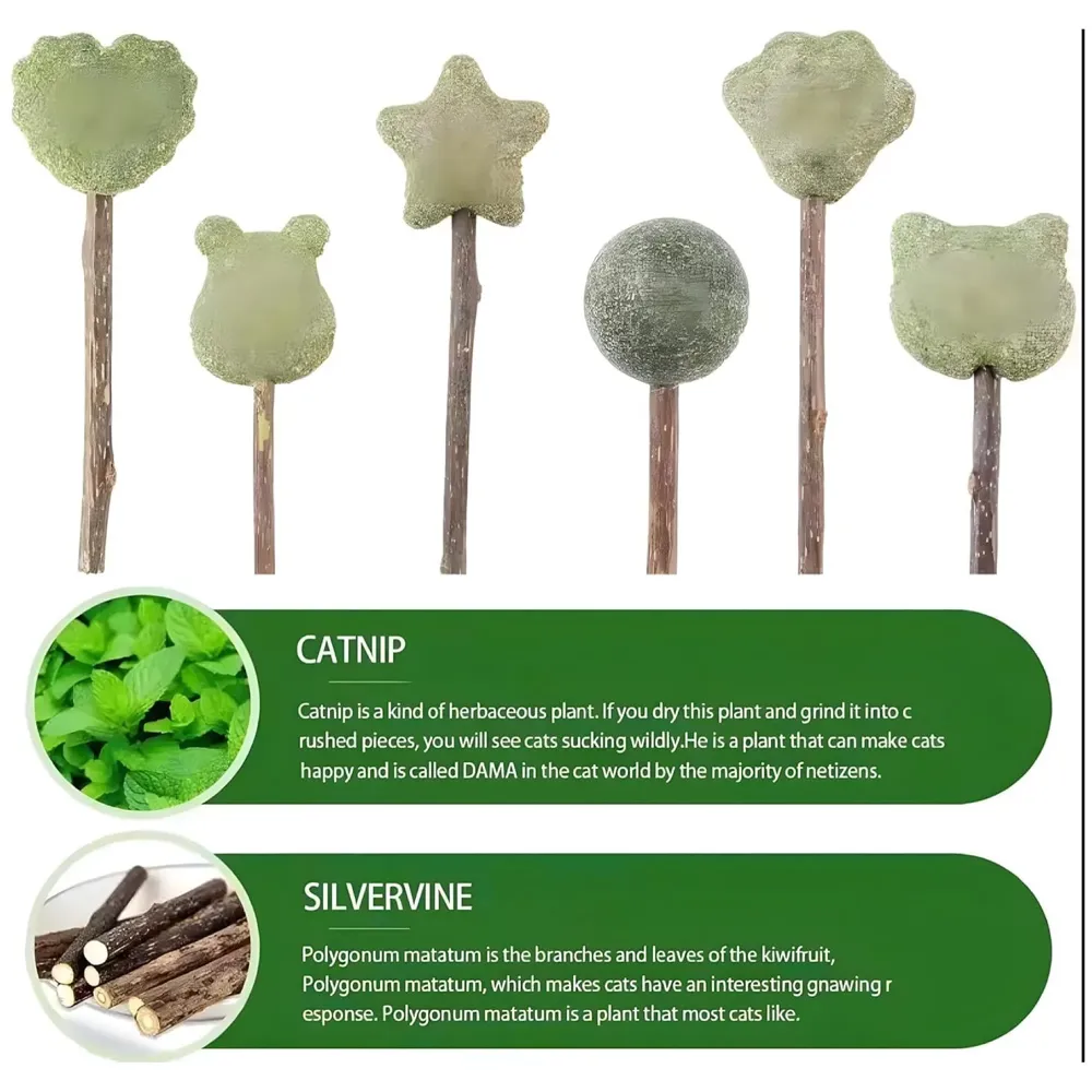 Silvervine Catnip Ball for Cats, Teeth Cleaning Molar Toy, Stick-On Rotating Lollipop Cat Toy for Indoor Cats & Kittens ​