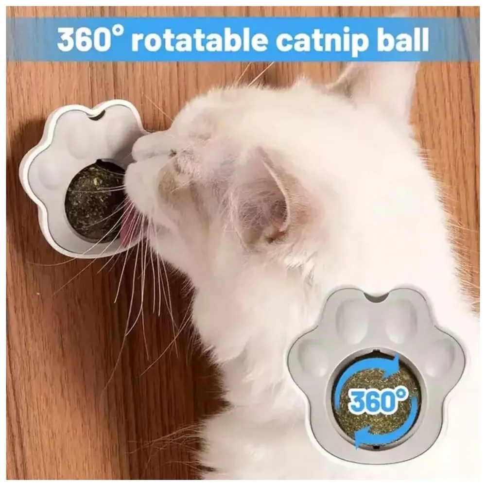 Catnip Wall Toy, Rotatable Catnip Lick able Balls, Safe Healthy Kitten Chew Toys, Teeth Cleaning Cat Bite Toy, Cat Wall Treats, 1 PC - 5
