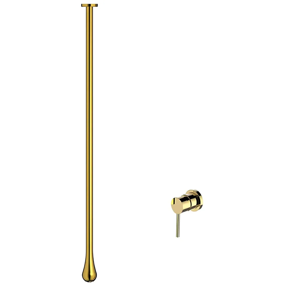 Gold Ceiling Faucet Single Lever Basin Tap Mixer Soft Aerated Water Spout with Ceramic Cartridge Hot and Cold Water, Bathtub False Ceiling Tap, Golden 160 Cm Length Drop Down