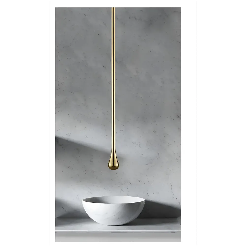 Gold Ceiling Faucet Single Lever Basin Tap Mixer Soft Aerated Water Spout with Ceramic Cartridge Hot and Cold Water, Bathtub False Ceiling Tap, Golden 160 Cm Length Drop Down - 8