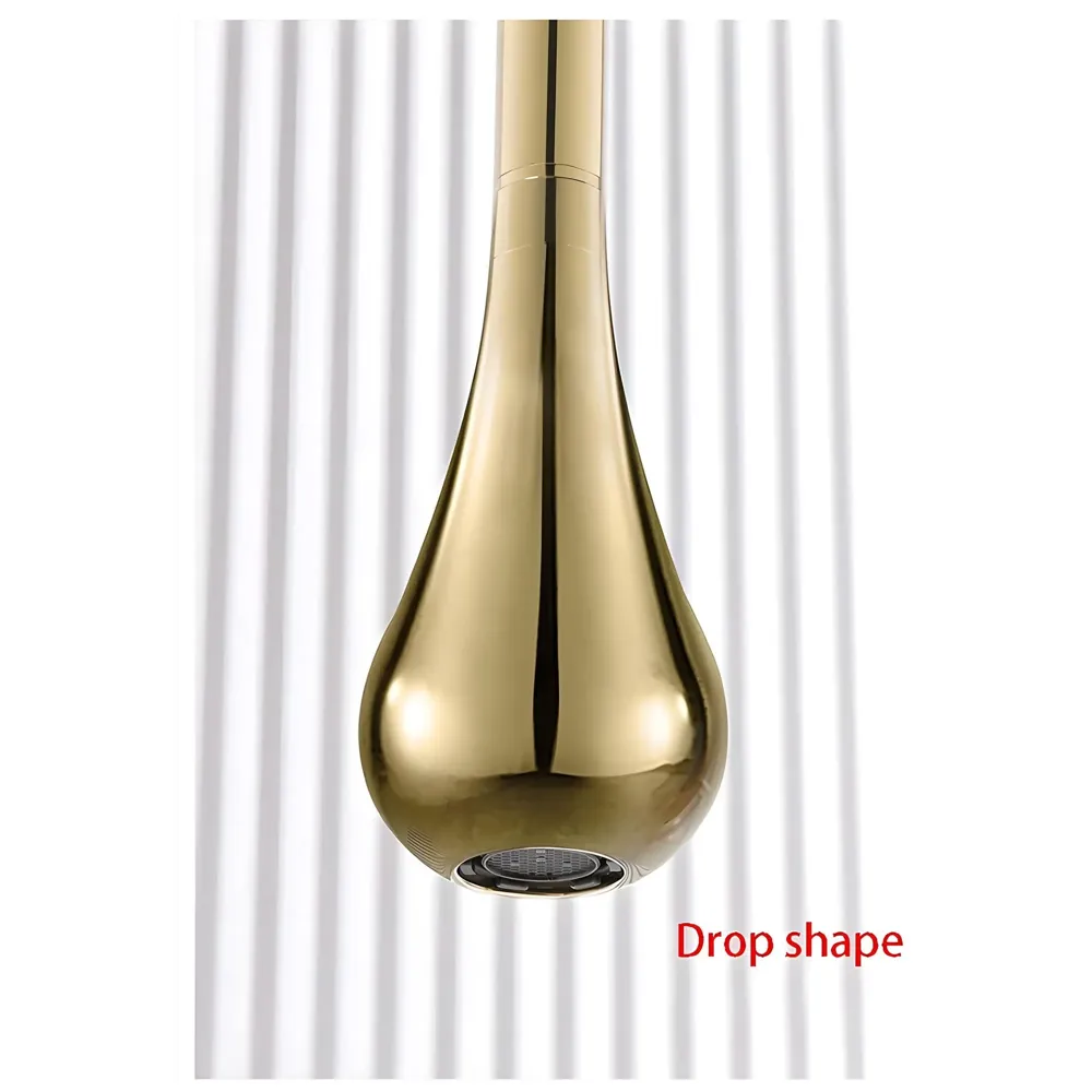 Gold Ceiling Faucet Single Lever Basin Tap Mixer Soft Aerated Water Spout with Ceramic Cartridge Hot and Cold Water, Bathtub False Ceiling Tap, Golden 160 Cm Length Drop Down - 9