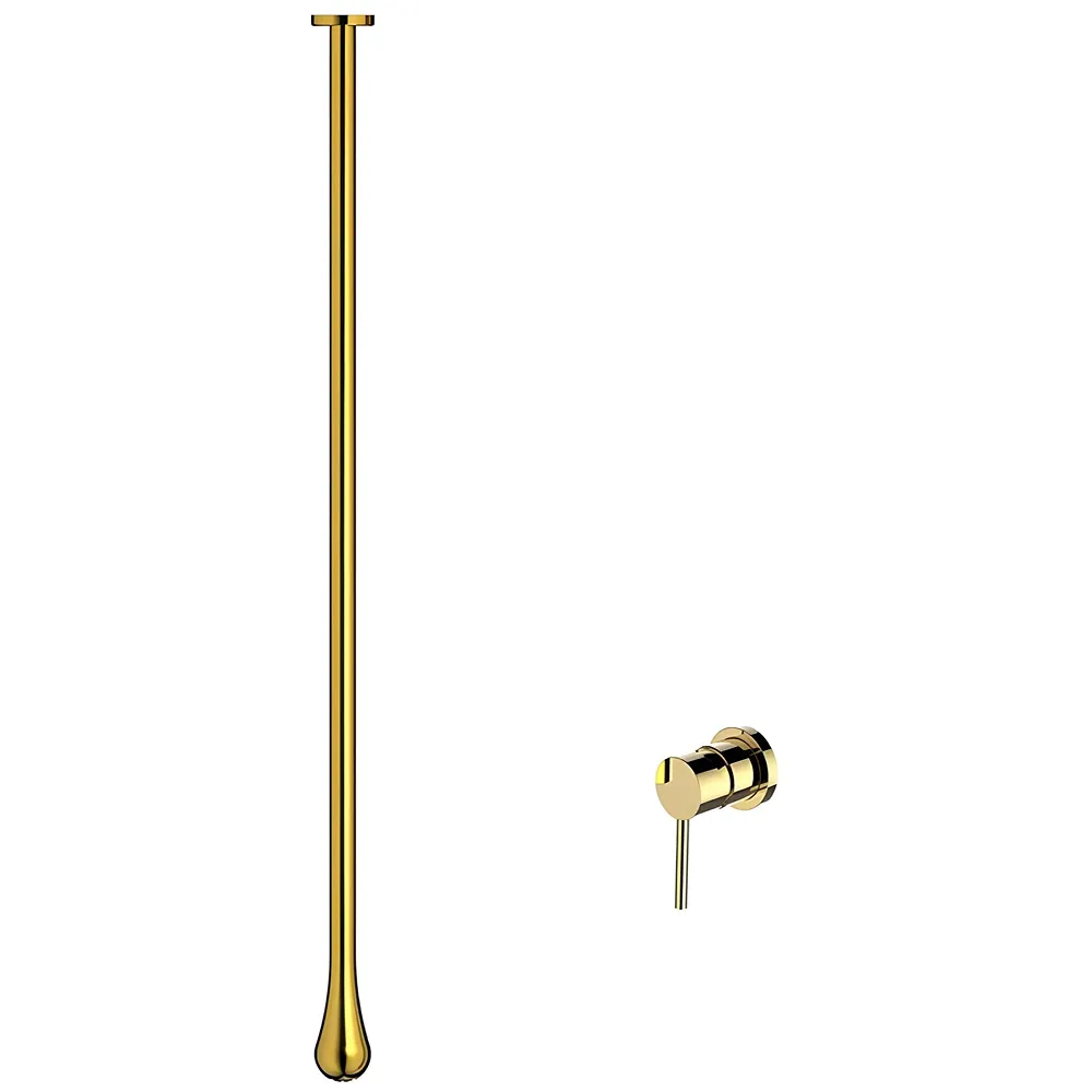 Gold Ceiling Faucet, Single Lever Basin Tap Mixer, Soft Aerated Water, Ceramic Cartridge, Hot and Cold Water, 160 cm Drop Down Length, Golden