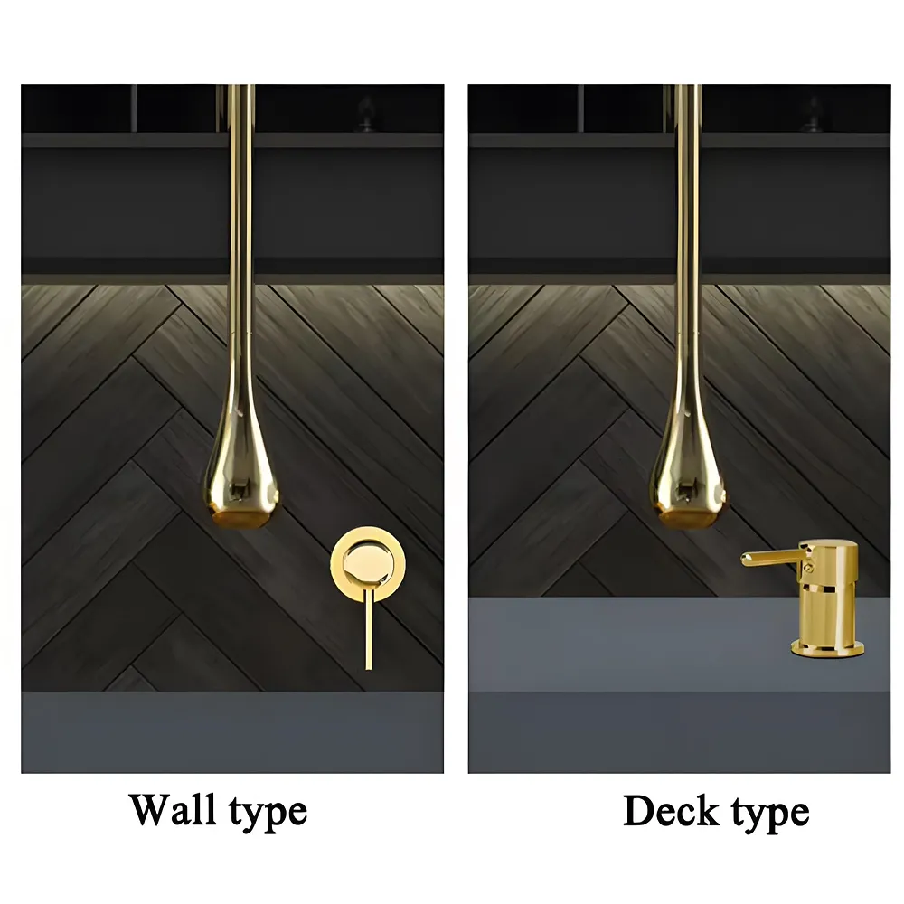 Gold Ceiling Faucet, Single Lever Basin Tap Mixer, Soft Aerated Water, Ceramic Cartridge, Hot and Cold Water, 160 cm Drop Down Length, Golden