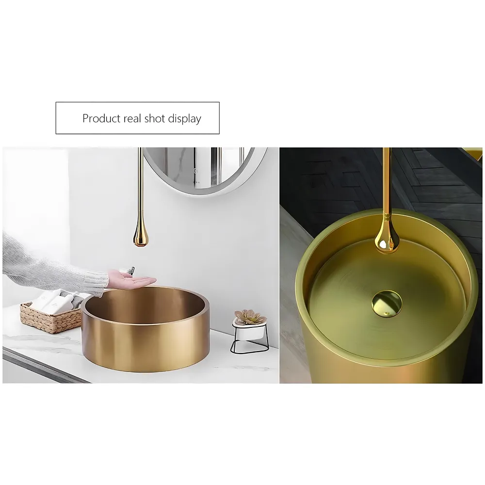 Gold Ceiling Faucet, Single Lever Basin Tap Mixer, Soft Aerated Water, Ceramic Cartridge, Hot and Cold Water, 160 cm Drop Down Length, Golden