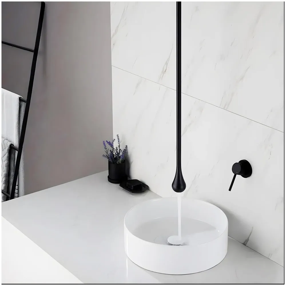 Ceiling Faucet Single Lever Basin Tap Mixer Soft Aerated Water Spout with Ceramic Cartridge Hot and Cold Water, Bathtub False Ceiling Tap, Matt Black 160 Cm Length Drop Down