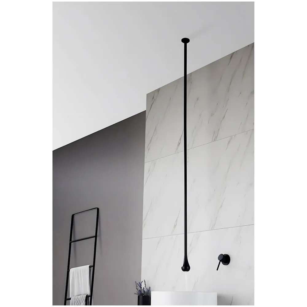 Ceiling Faucet Single Lever Basin Tap Mixer Soft Aerated Water Spout with Ceramic Cartridge Hot and Cold Water, Bathtub False Ceiling Tap, Matt Black 160 Cm Length Drop Down