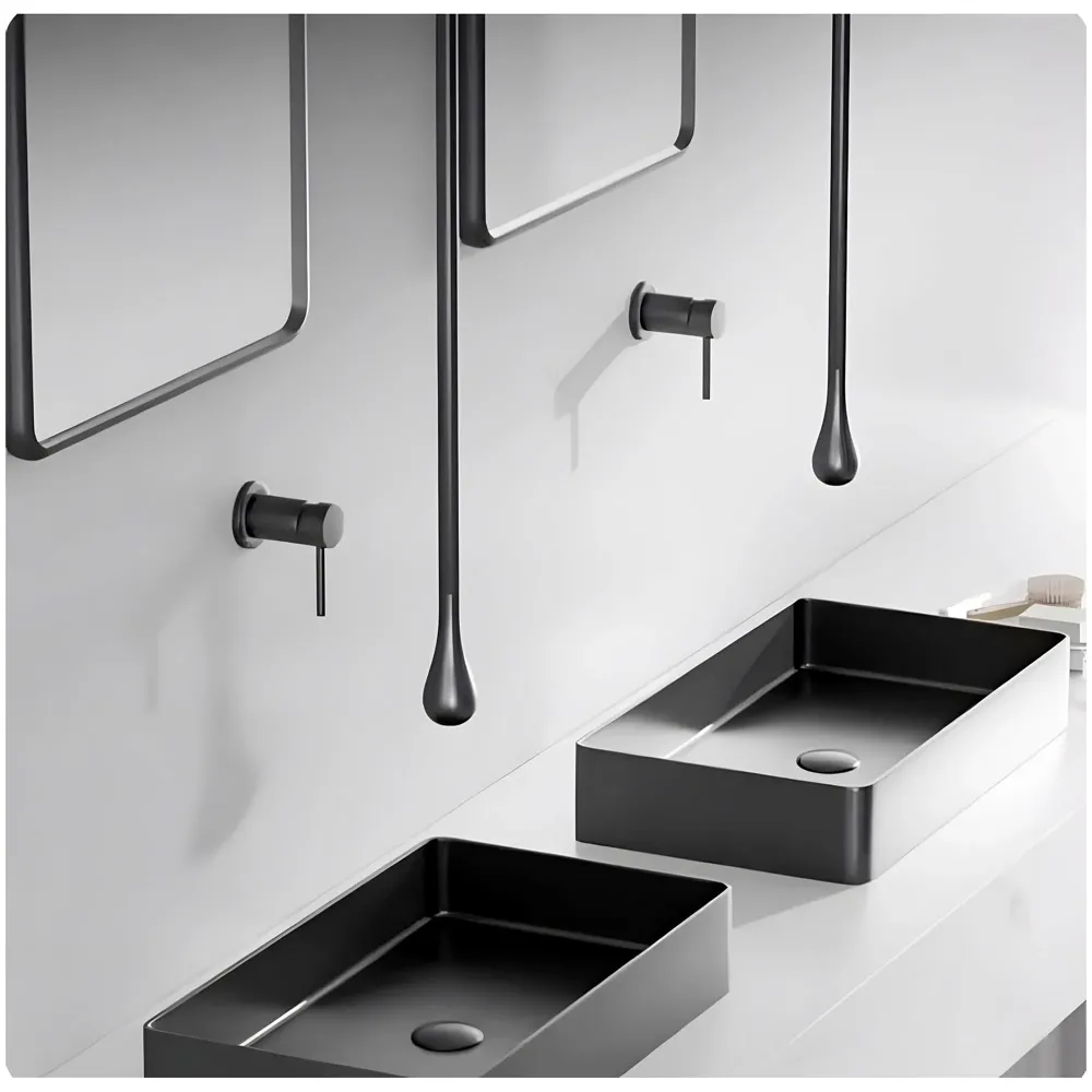 Ceiling Faucet Single Lever Basin Tap Mixer Soft Aerated Water Spout with Ceramic Cartridge Hot and Cold Water, Bathtub False Ceiling Tap, Matt Black 160 Cm Length Drop Down