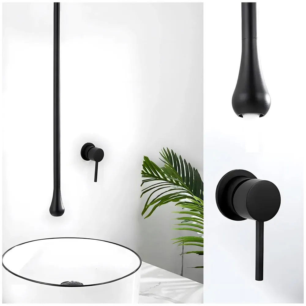 Ceiling Faucet Single Lever Basin Tap Mixer Soft Aerated Water Spout with Ceramic Cartridge Hot and Cold Water, Bathtub False Ceiling Tap, Matt Black 160 Cm Length Drop Down