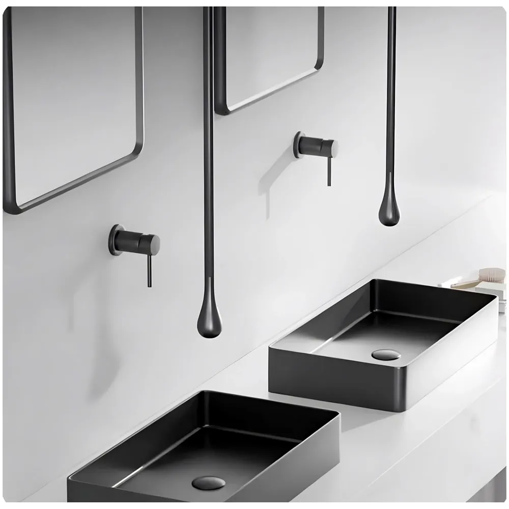 Ceiling Faucet Single Lever Basin Tap Mixer Soft Aerated Water Spout with Ceramic Cartridge Hot and Cold Water, Bathtub False Ceiling Tap, Matt Black 160 Cm Length Drop Down