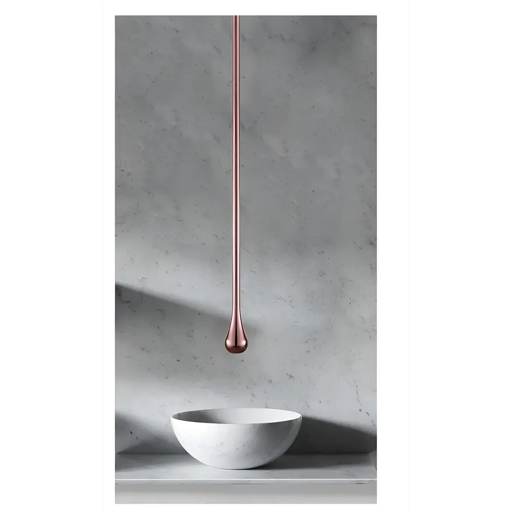 Rose Gold Ceiling Faucet Single Lever Basin Tap Mixer Soft Aerated Water Spout with Ceramic Cartridge Hot and Cold Water, Bathtub False Ceiling Tap, Rose Golden 160 Cm Length Drop Down